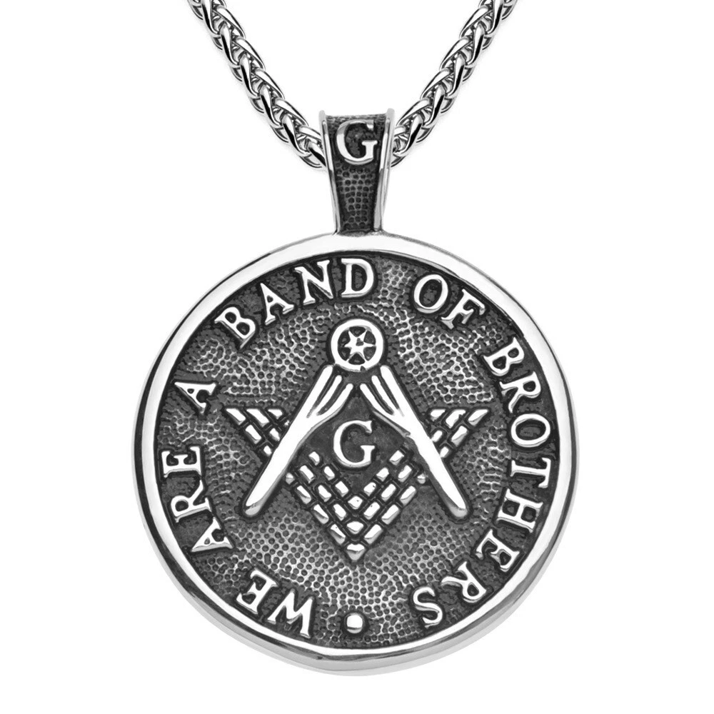 Stainless Steel Masonic Necklace Pendant Jewelry Silver
