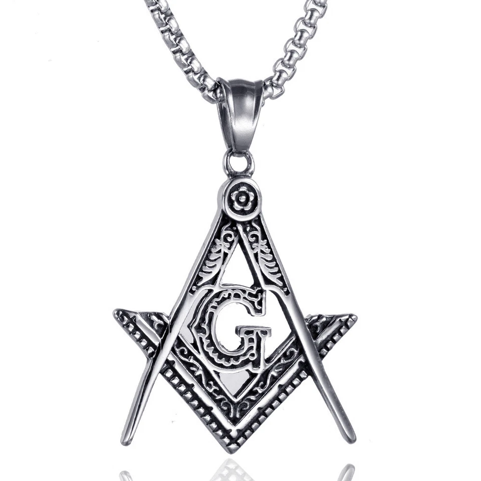 Freemason Masonic Lodge Pendant Necklace Stainless Steel Silver